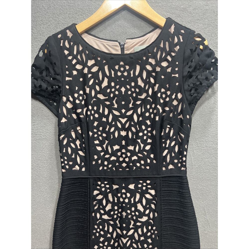 Maeve Anthropologie Basalt Floral Laser Cut Sheath Dress Size 4 (READ) - Picture 4 of 13